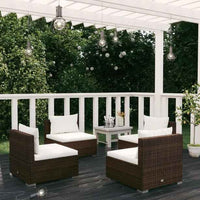 vidaXL 5 pcs conjunto lounge de jardim c/ almofadões vime PE preto