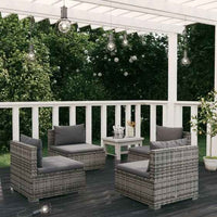 vidaXL 5 pcs conjunto lounge de jardim c/ almofadões vime PE preto