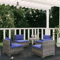 vidaXL 5 pcs conjunto lounge de jardim c/ almofadões vime PE preto