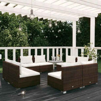 vidaXL 5 pcs conjunto lounge de jardim c/ almofadões vime PE preto