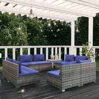 vidaXL 5 pcs conjunto lounge de jardim c/ almofadões vime PE preto