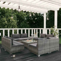 vidaXL 5 pcs conjunto lounge de jardim c/ almofadões vime PE preto