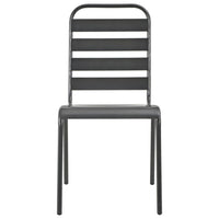 vidaXL Cadeiras de jardim design ripado 4 pcs aço cinzento-escuro
