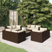 vidaXL 5 pcs conjunto lounge de jardim c/ almofadões vime PE preto