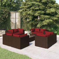 vidaXL 5 pcs conjunto lounge de jardim c/ almofadões vime PE preto