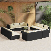 vidaXL 5 pcs conjunto lounge jardim c/ almofadões vime PE castanho