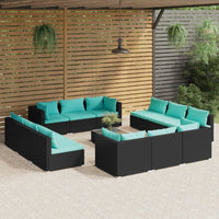 vidaXL 5 pcs conjunto lounge jardim c/ almofadões vime PE castanho