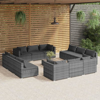 vidaXL 5 pcs conjunto lounge jardim c/ almofadões vime PE castanho