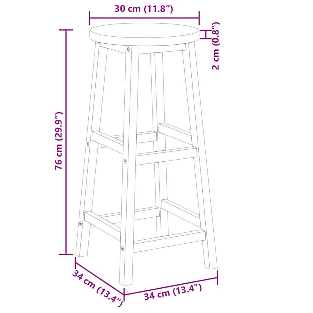 vidaXL Bancos de bar 4 pcs madeira de acácia maciça