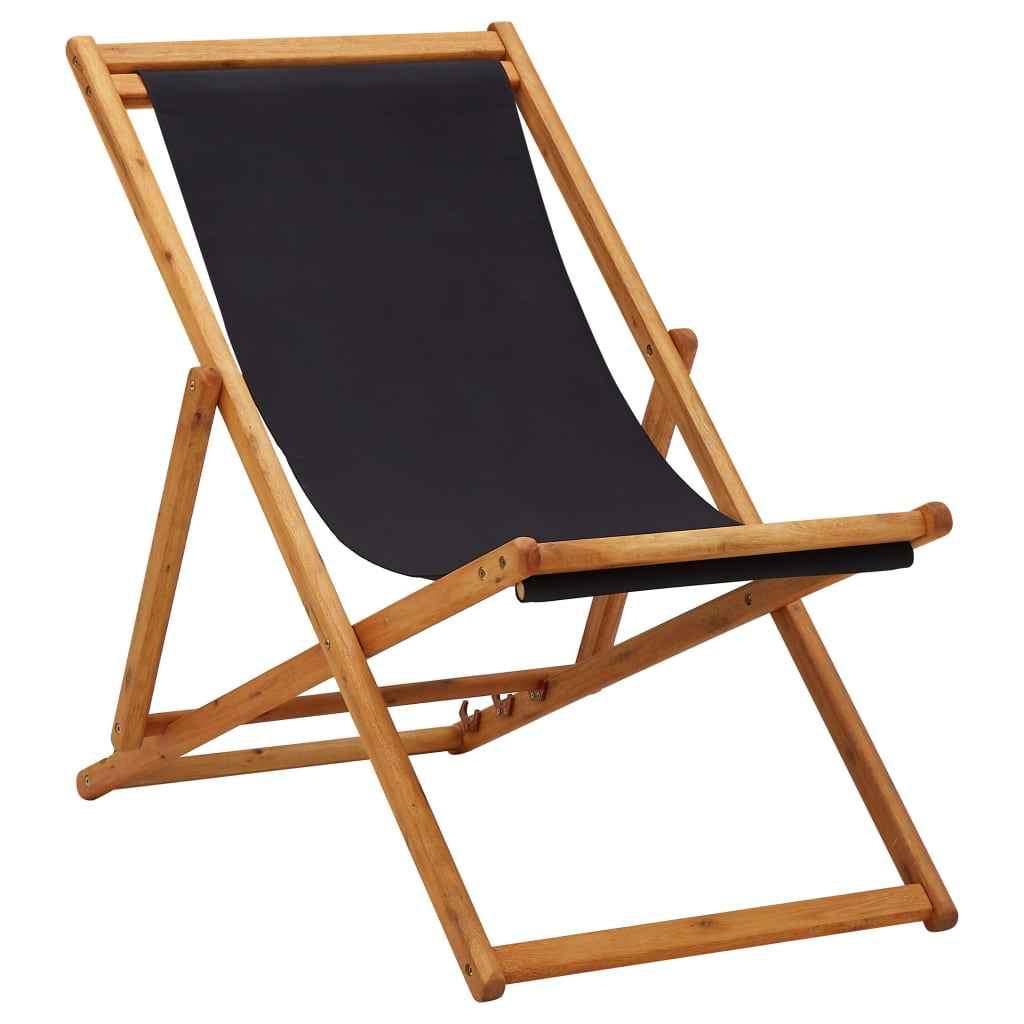 vidaXL Cadeira praia dobrável madeira de eucalipto/tecido branco nata