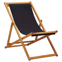 vidaXL Cadeira praia dobrável madeira de eucalipto/tecido branco nata