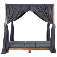 vidaXL Espreguiçadeira dupla c/ cortinas e almofadões acácia maciça