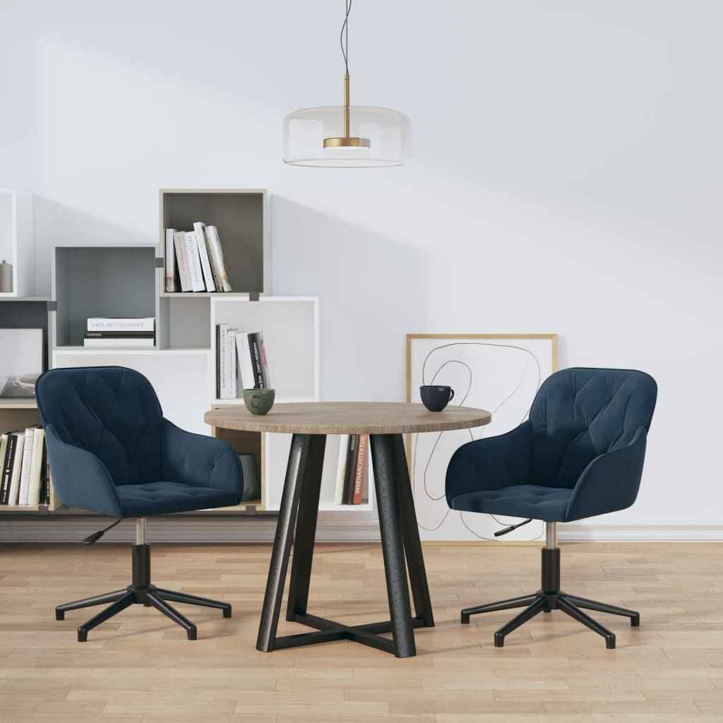 vidaXL Cadeiras de jantar giratórias 2 pcs veludo azul