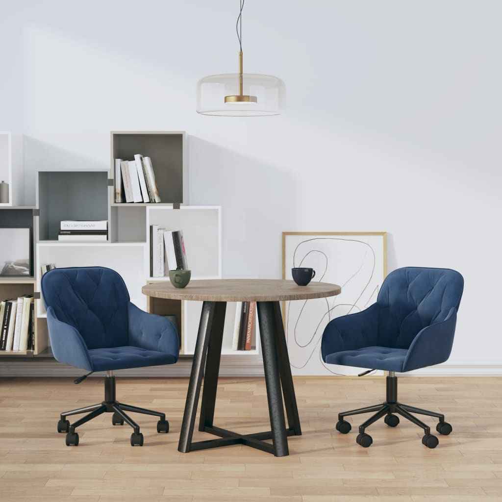 vidaXL Cadeiras de jantar giratórias 2 pcs veludo azul