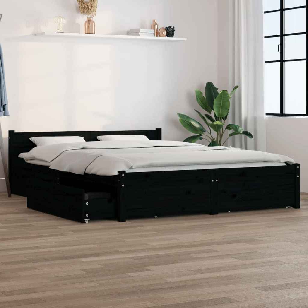 vidaXL Estrutura de cama com gavetas 135x190 cm casal