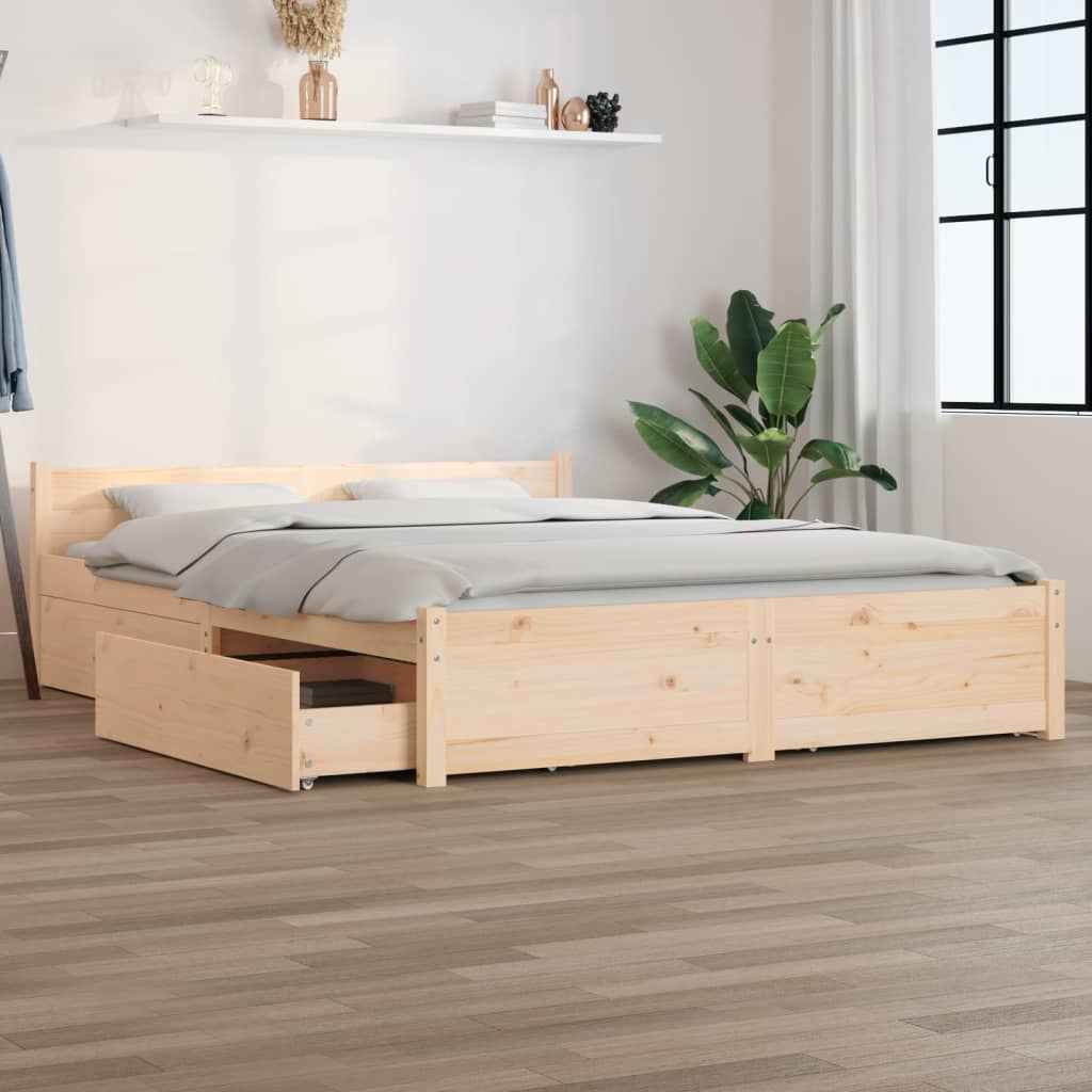 vidaXL Estrutura de cama com gavetas 135x190 cm casal