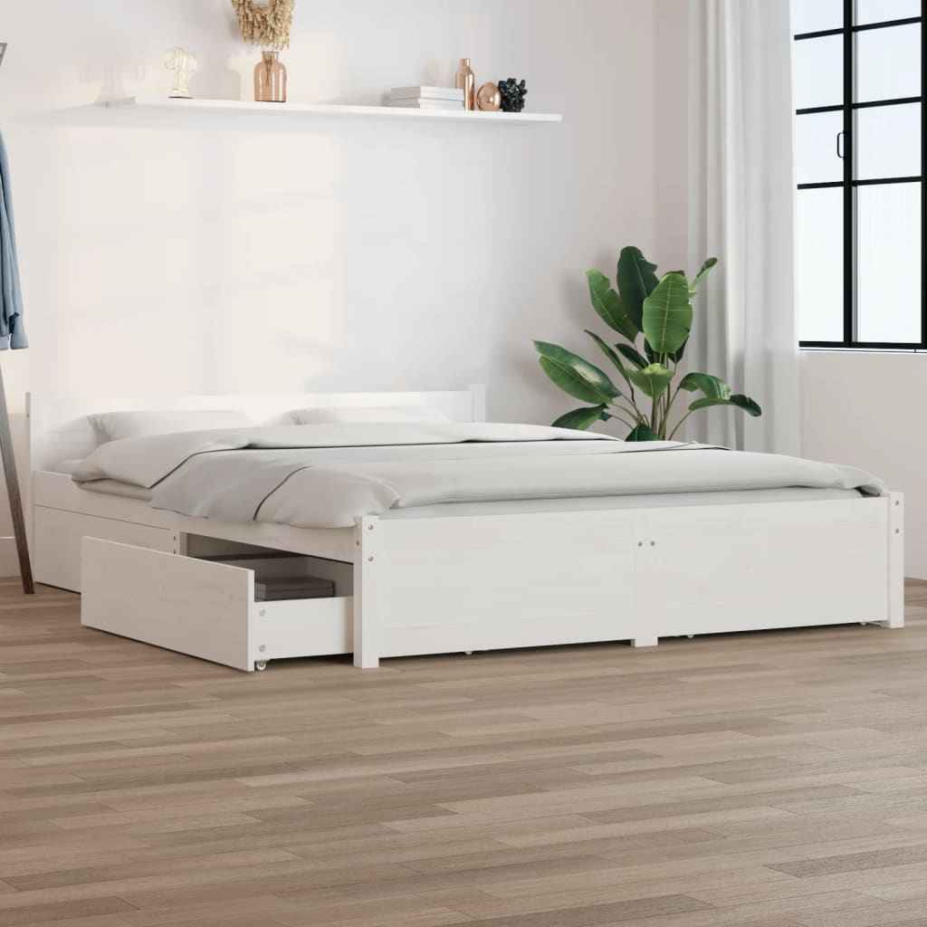 vidaXL Estrutura de cama com gavetas 135x190 cm casal