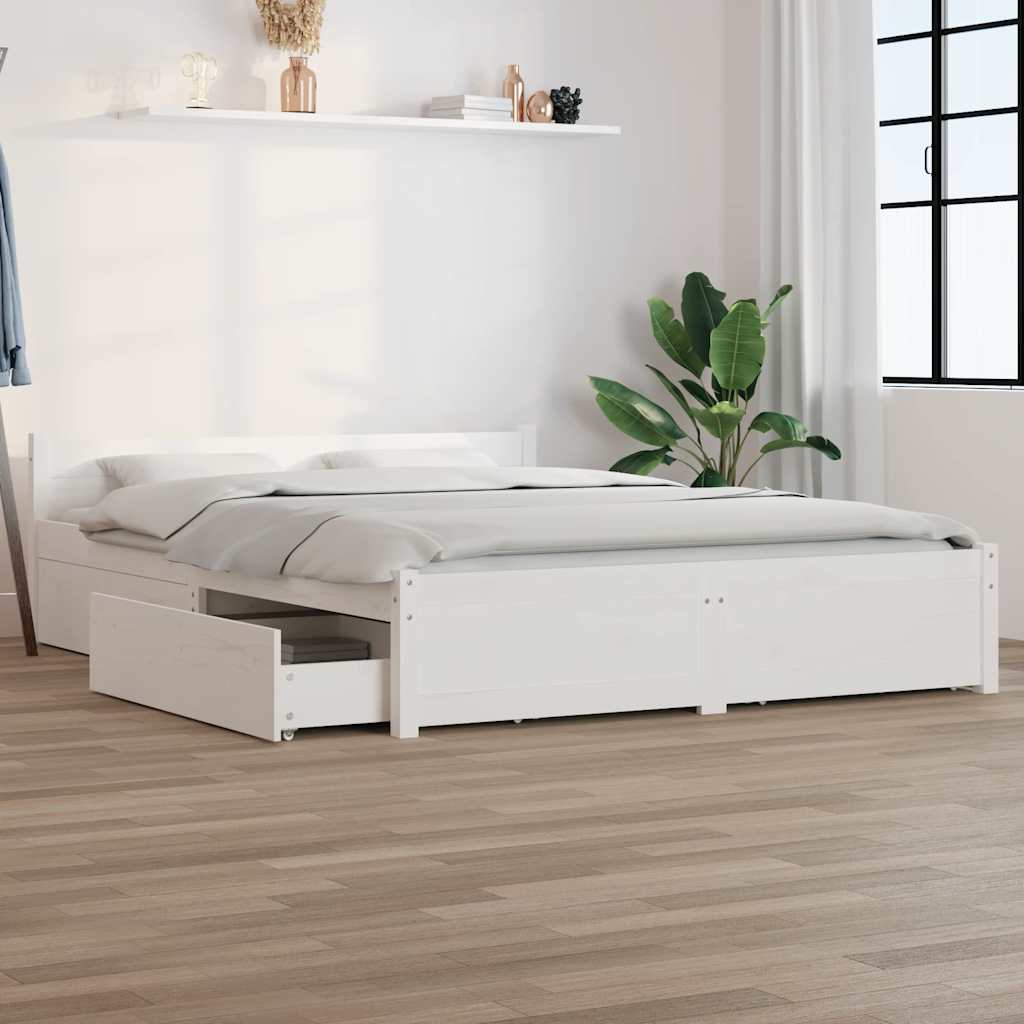 vidaXL Estrutura de cama com gavetas 135x190 cm casal