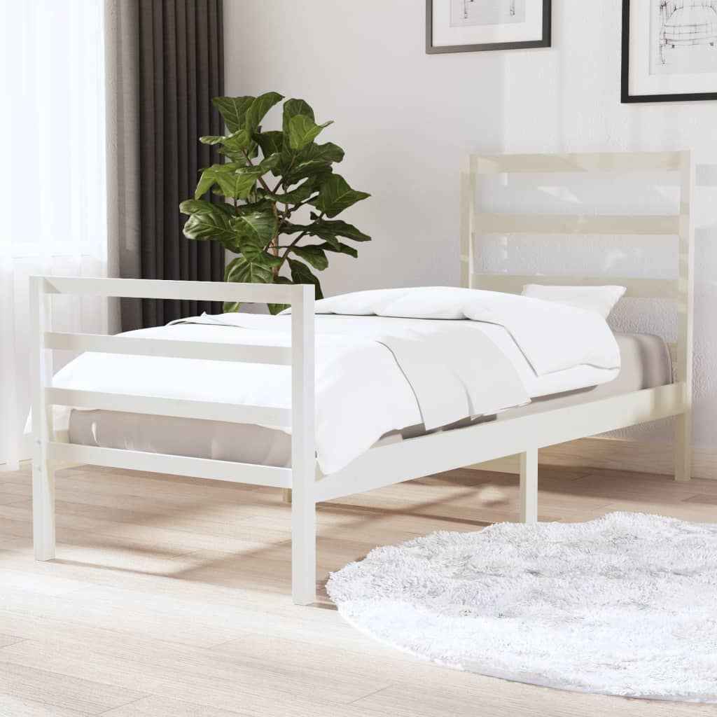 vidaXL Estrutura de cama 100x200 cm pinho maciço branco
