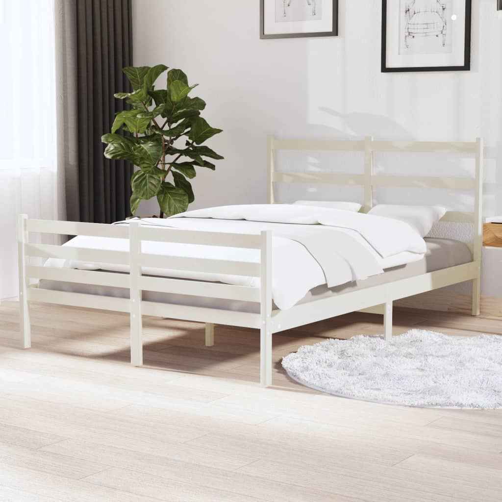 vidaXL Estrutura de cama 100x200 cm pinho maciço branco