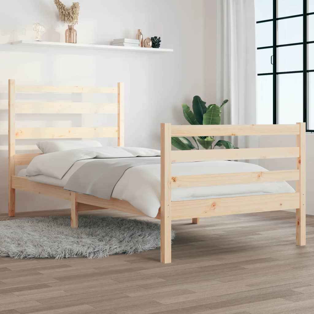 vidaXL Estrutura de cama 100x200 cm pinho maciço branco