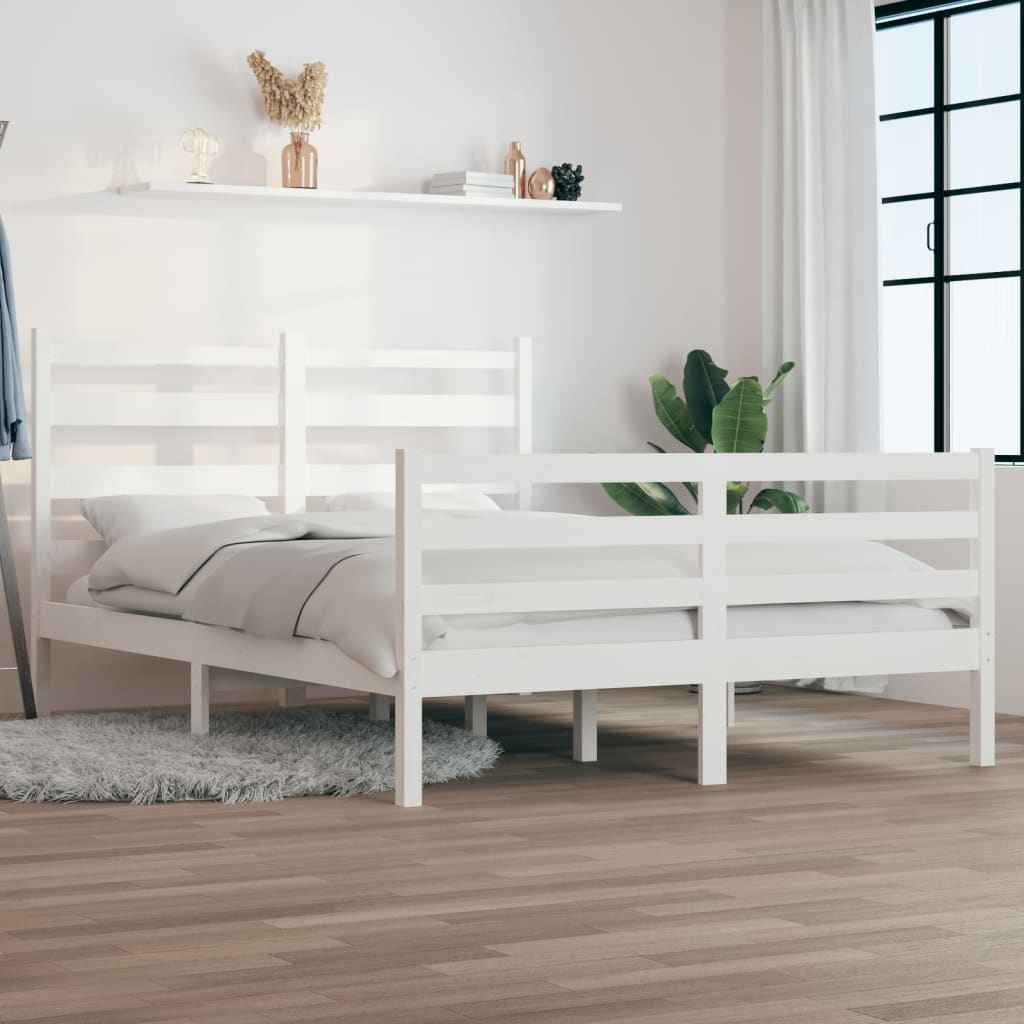 vidaXL Estrutura de cama 100x200 cm pinho maciço branco