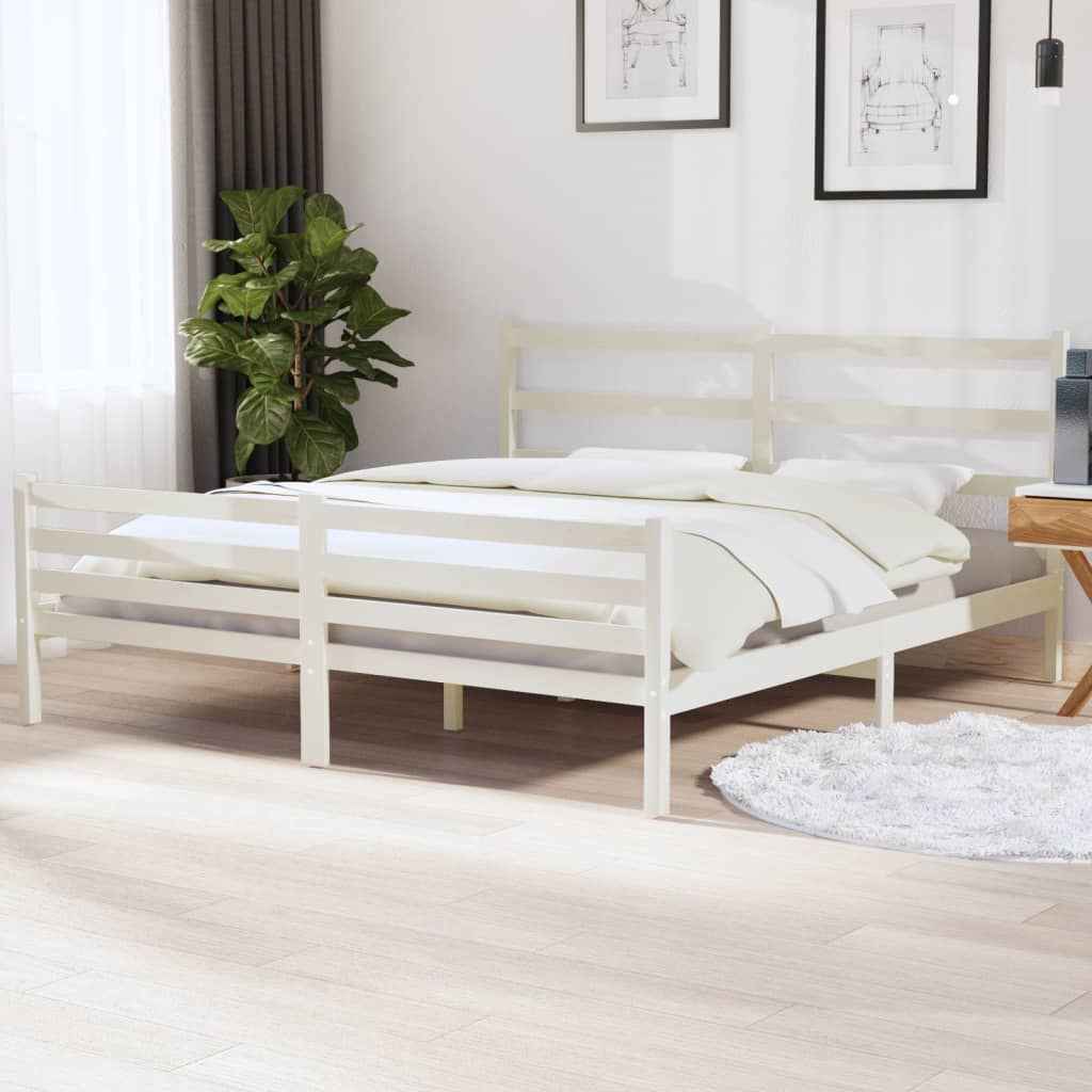 vidaXL Estrutura de cama 100x200 cm pinho maciço branco