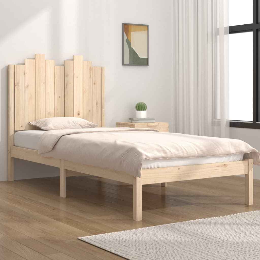 vidaXL Estrutura de cama pequena solteiro 75x190 cm pinho maciço preto