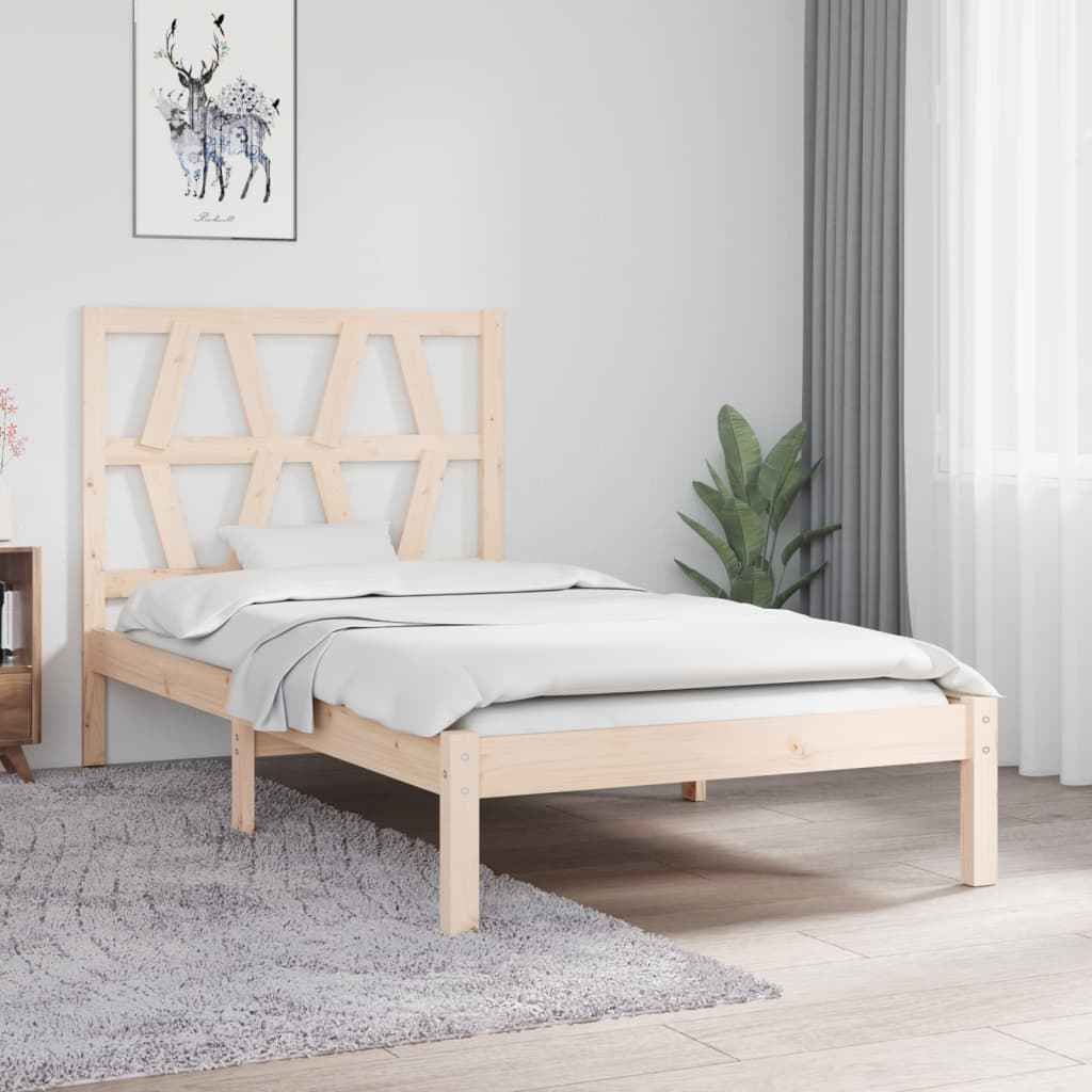 vidaXL Estrutura de cama pequena solteiro 75x190 cm pinho maciço preto