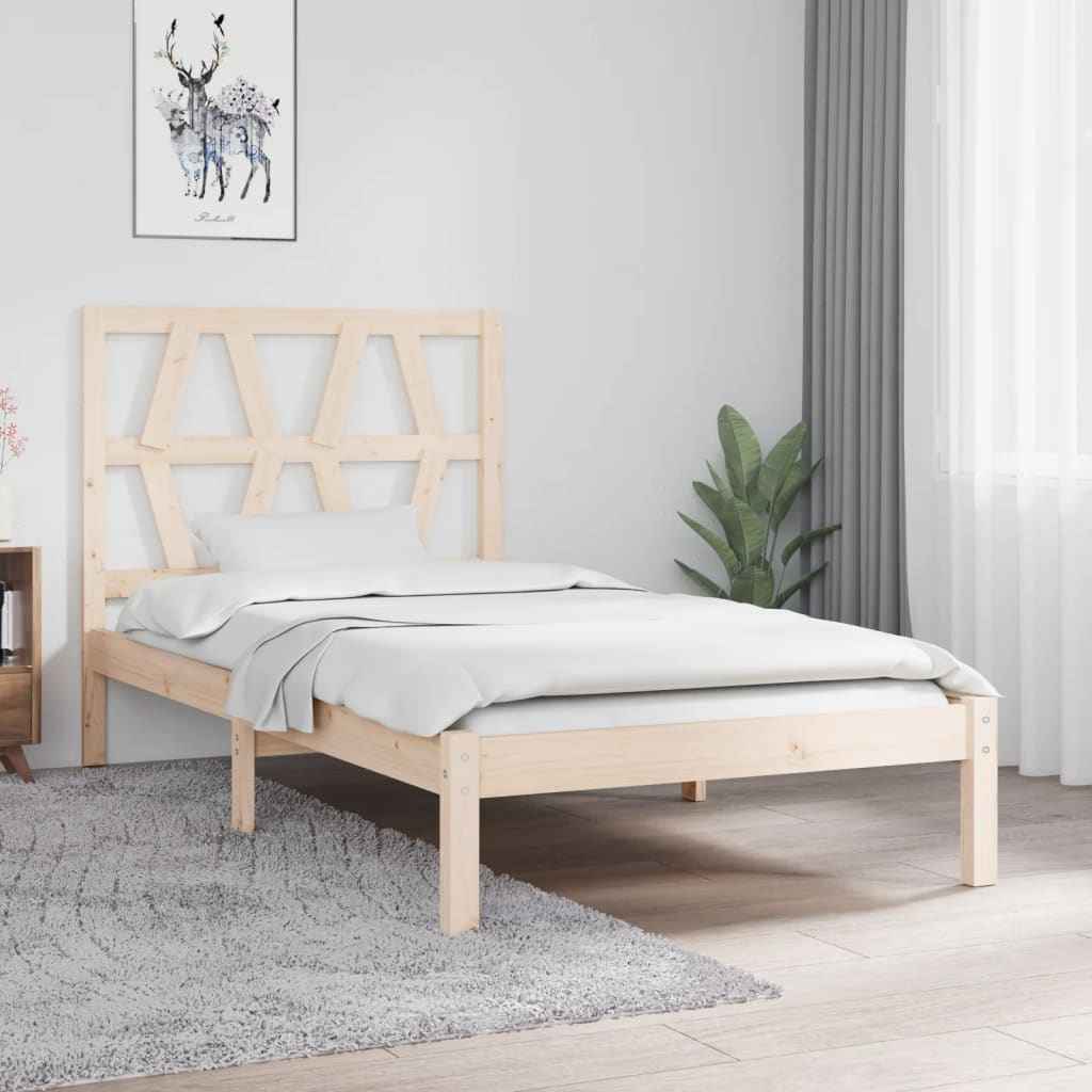 vidaXL Estrutura de cama pequena solteiro 75x190 cm pinho maciço preto