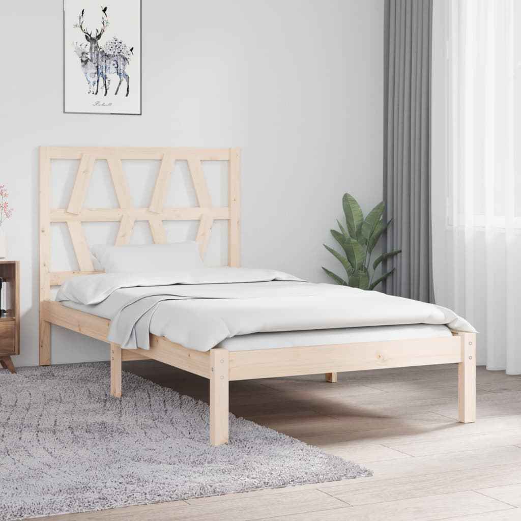 vidaXL Estrutura de cama pequena solteiro 75x190 cm pinho maciço preto