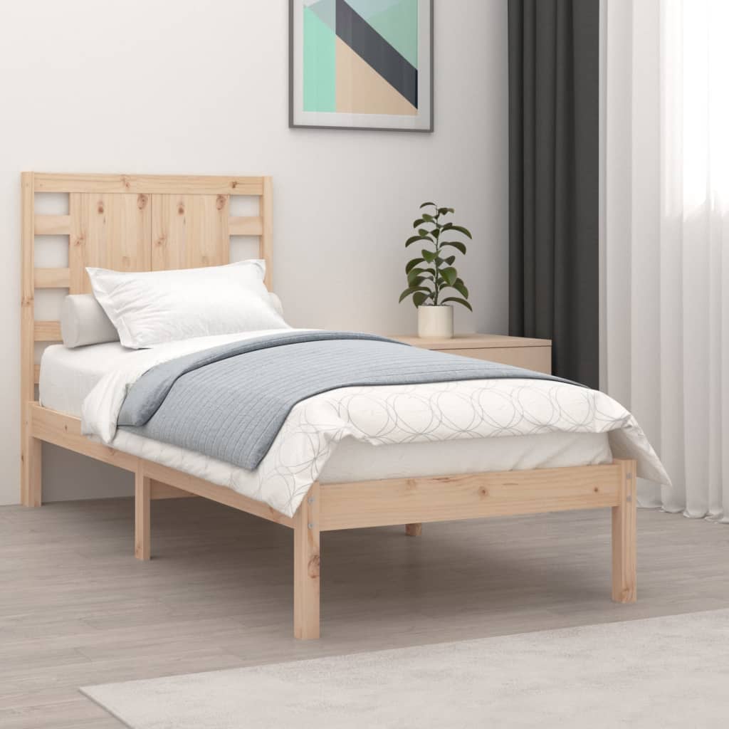 vidaXL Estrutura de cama solteiro 90x190 cm madeira maciça