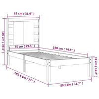 vidaXL Estrutura de cama solteiro 90x190 cm madeira maciça
