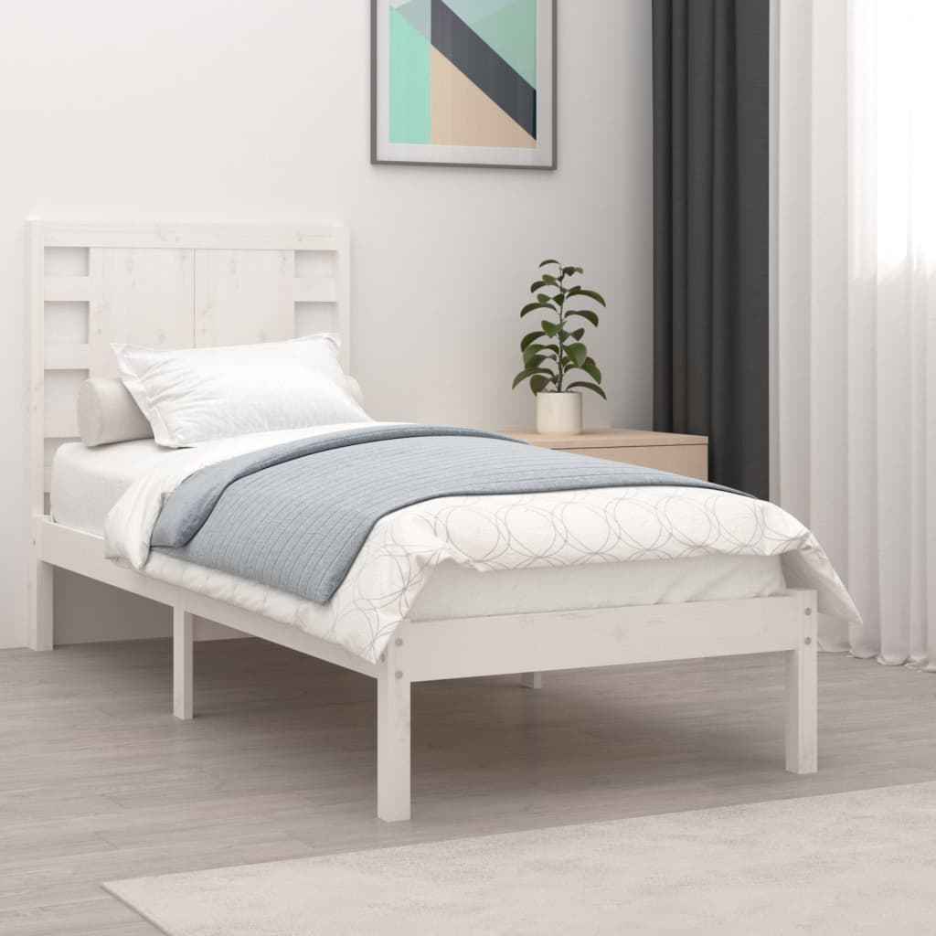 vidaXL Estrutura cama pequena solteiro 75x190 cm madeira maciça preto