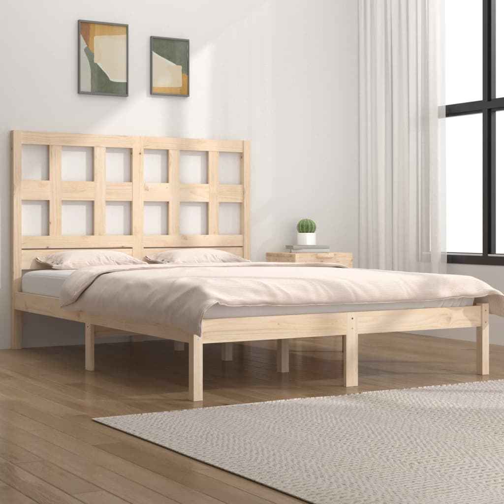 vidaXL Cama sem colchão 135x190 cm madeira de pinho maciça
