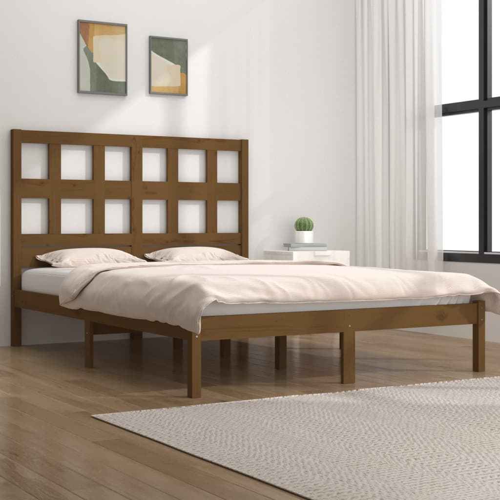 vidaXL Cama sem colchão 135x190 cm madeira de pinho maciça