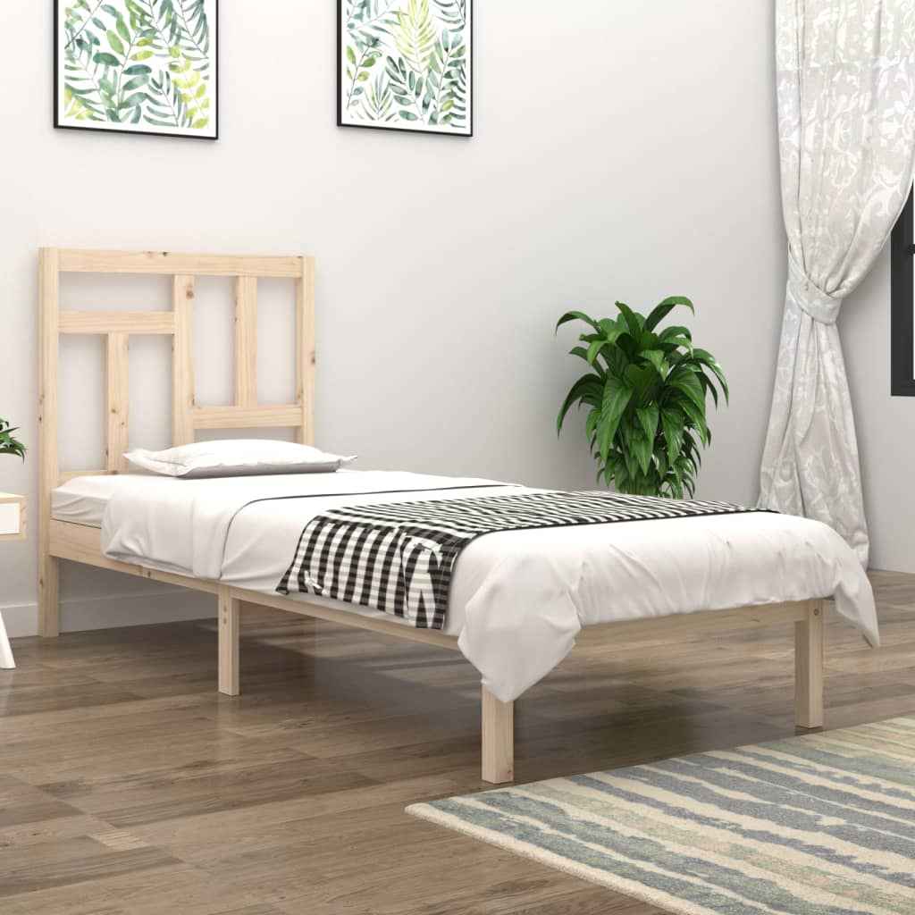 vidaXL Estrutura de cama casal 135x190 cm madeira maciça