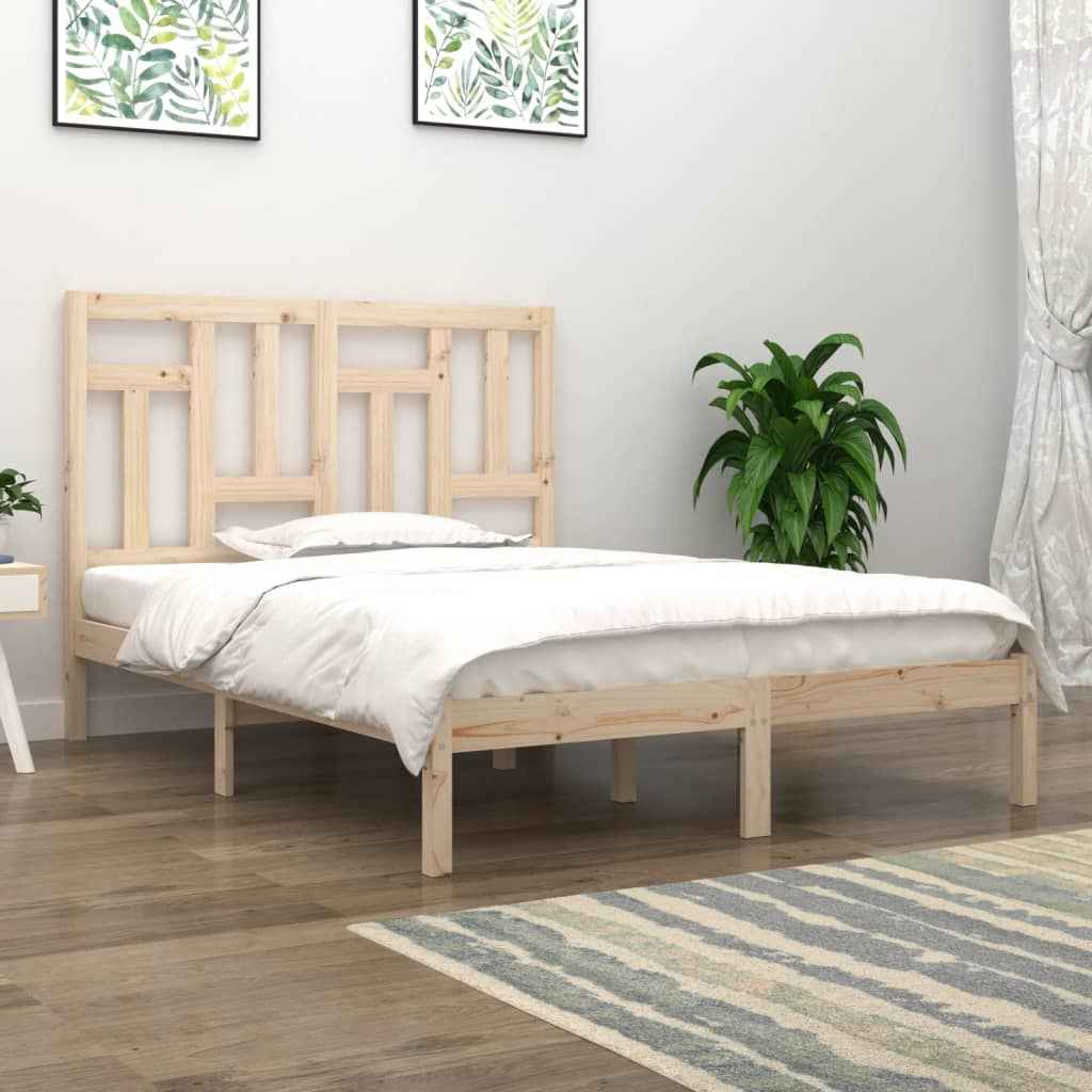 vidaXL Estrutura de cama casal 135x190 cm madeira maciça