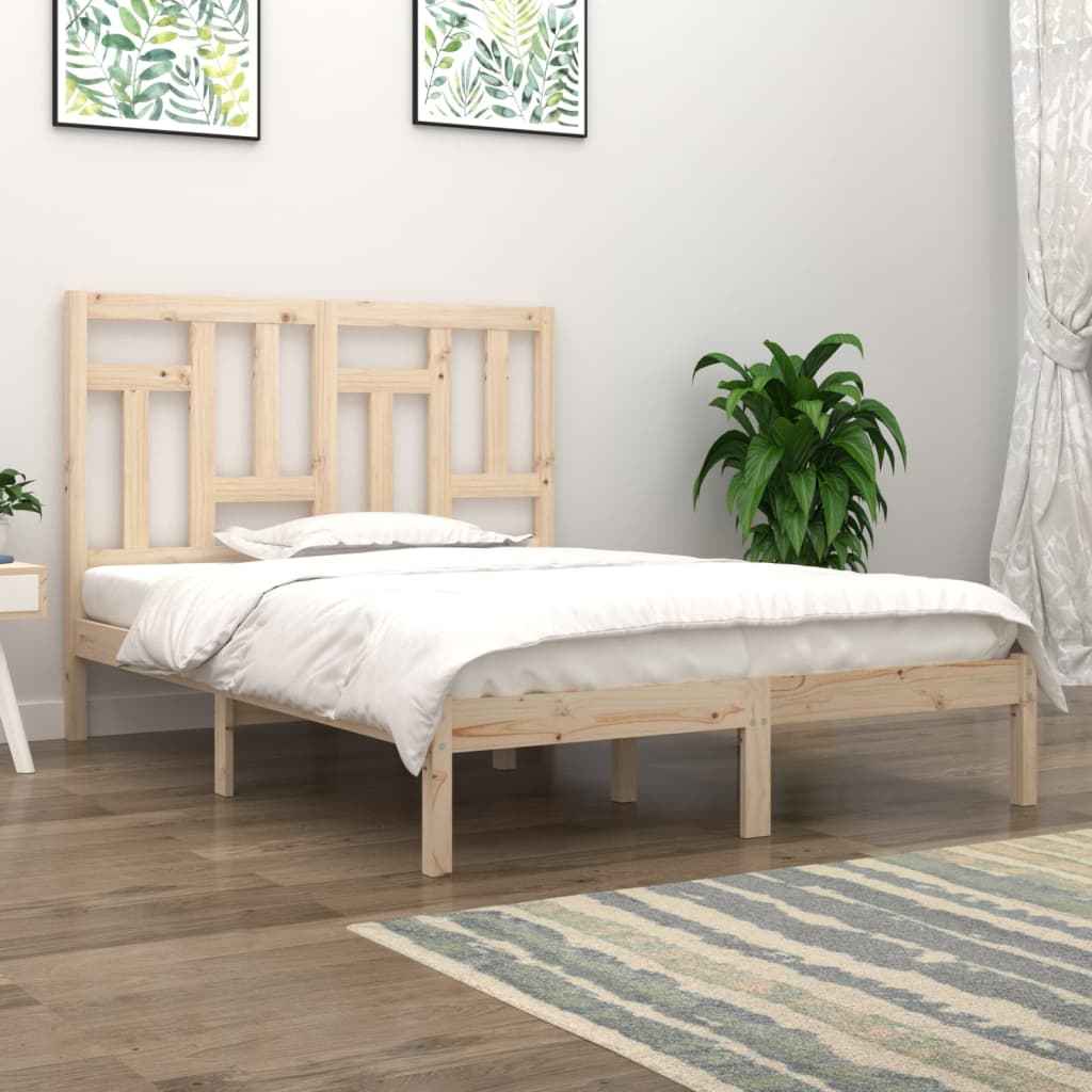 vidaXL Estrutura de cama casal 135x190 cm madeira maciça