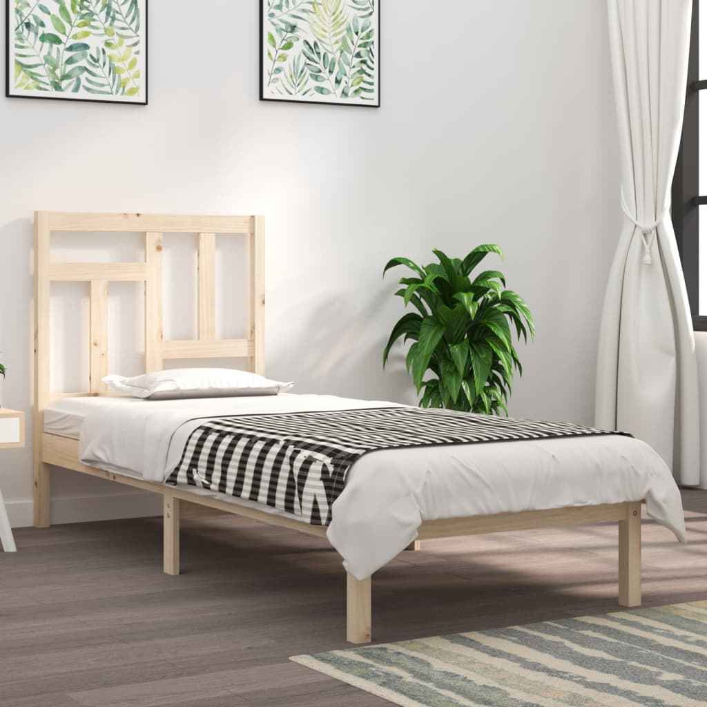 vidaXL Estrutura de cama casal 135x190 cm madeira maciça