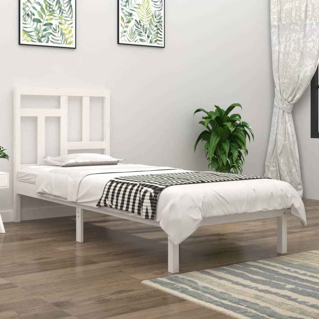 vidaXL Estrutura de cama casal 135x190 cm madeira maciça
