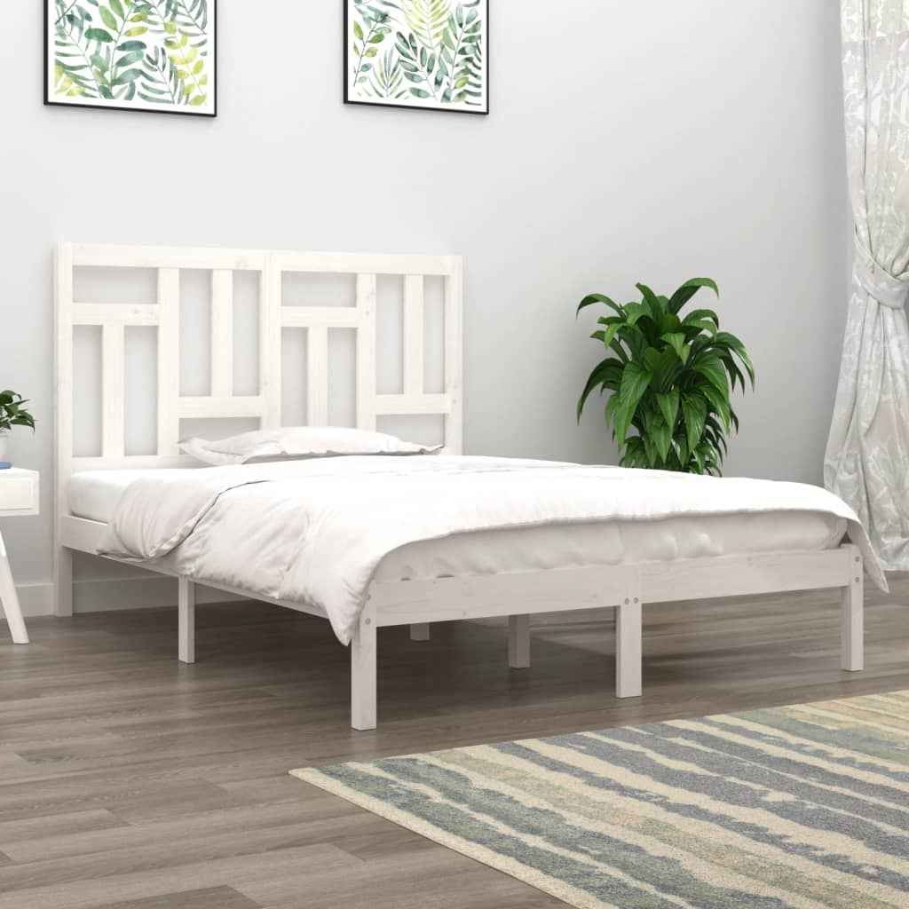 vidaXL Estrutura de cama casal 135x190 cm madeira maciça
