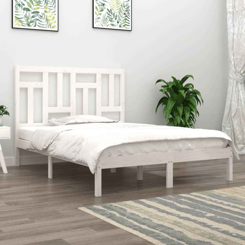 vidaXL Estrutura de cama casal 135x190 cm madeira maciça