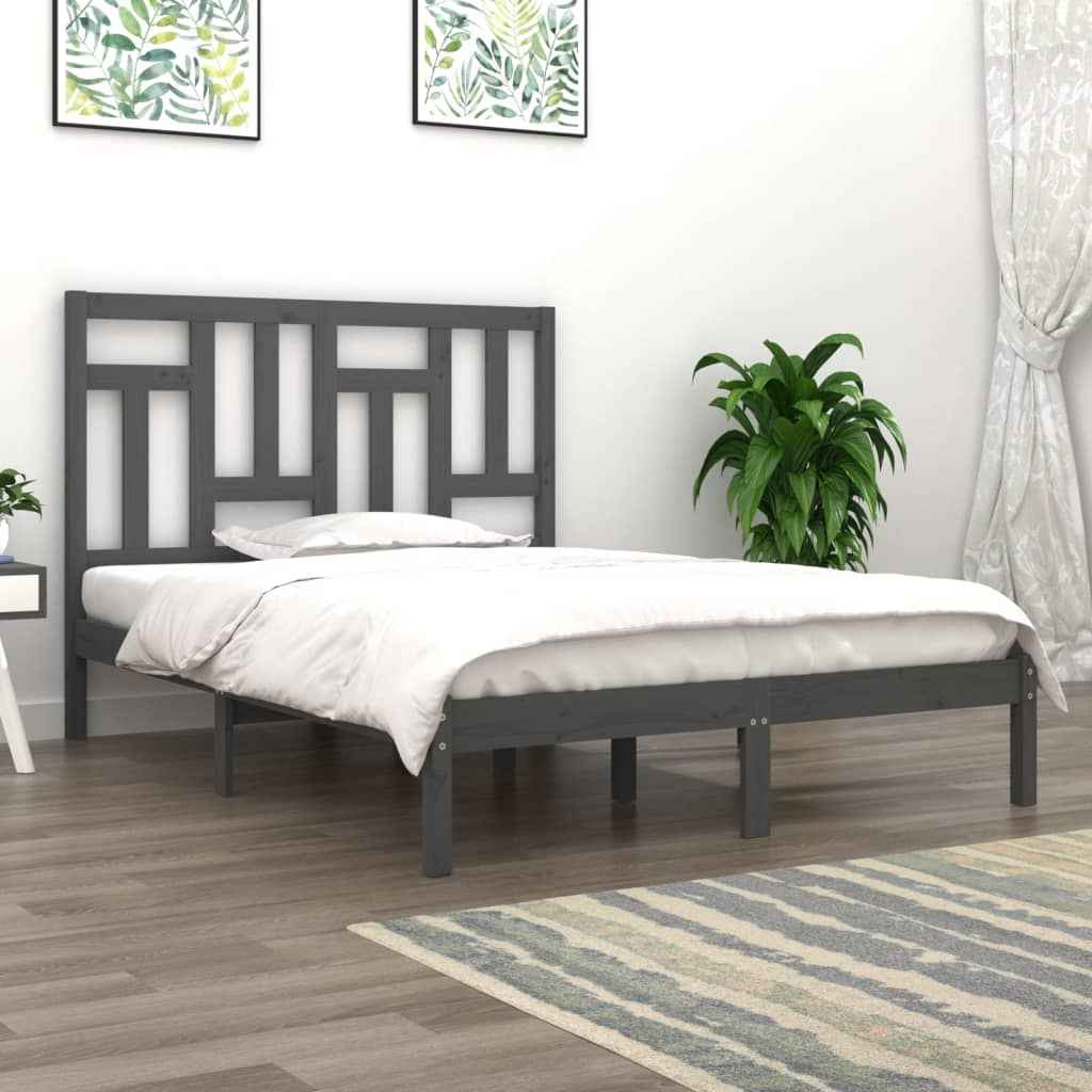vidaXL Estrutura de cama casal 135x190 cm madeira maciça