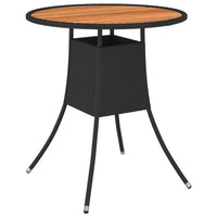 vidaXL Mesa de jantar p/ jardim Ø 70 cm vime PE e acácia maciça preto
