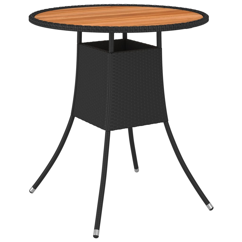 vidaXL Mesa de jantar p/ jardim Ø 70 cm vime PE e acácia maciça preto