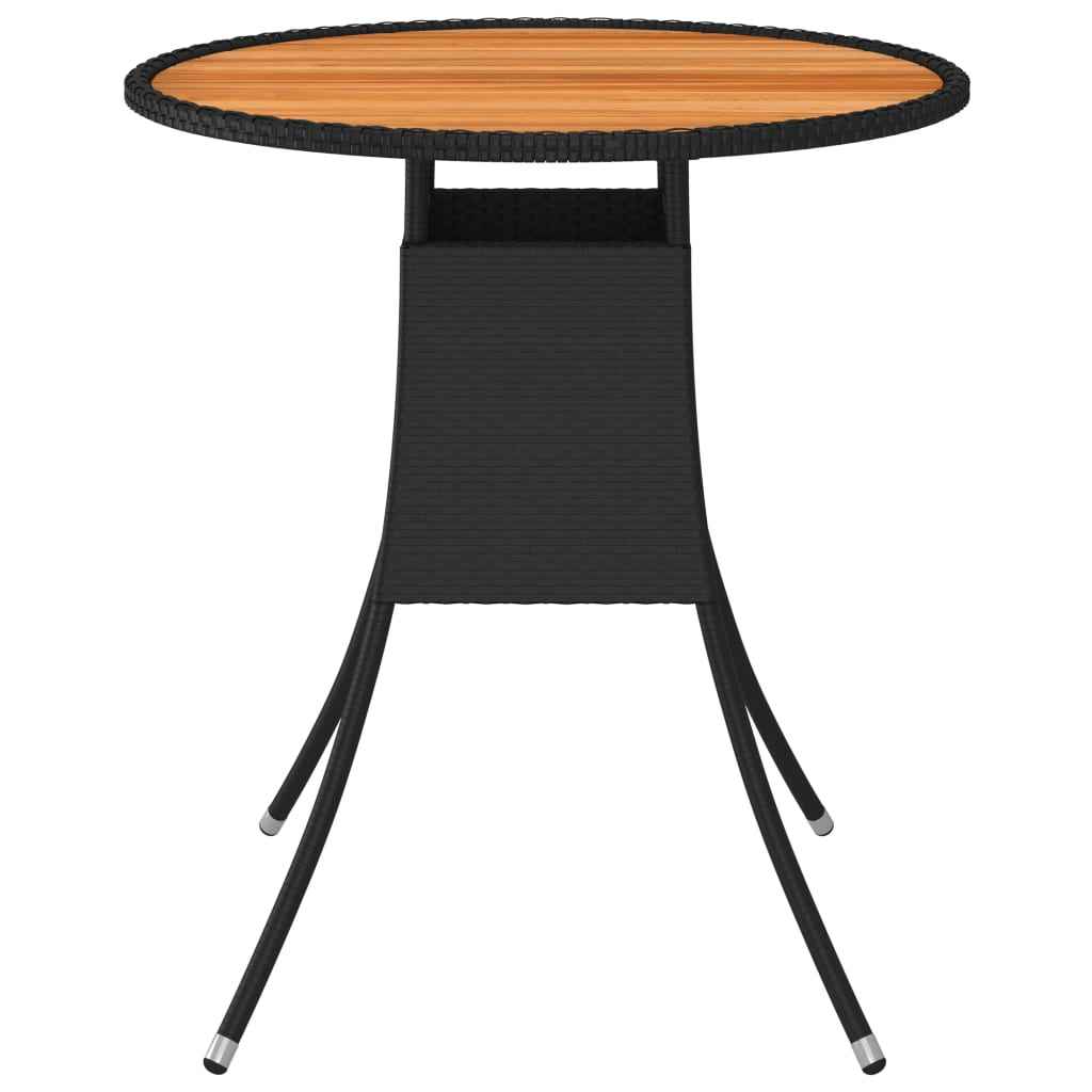 vidaXL Mesa de jantar p/ jardim Ø 70 cm vime PE e acácia maciça preto