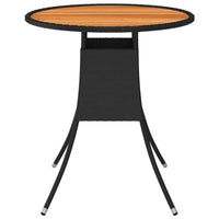 vidaXL Mesa de jantar p/ jardim Ø 70 cm vime PE e acácia maciça preto