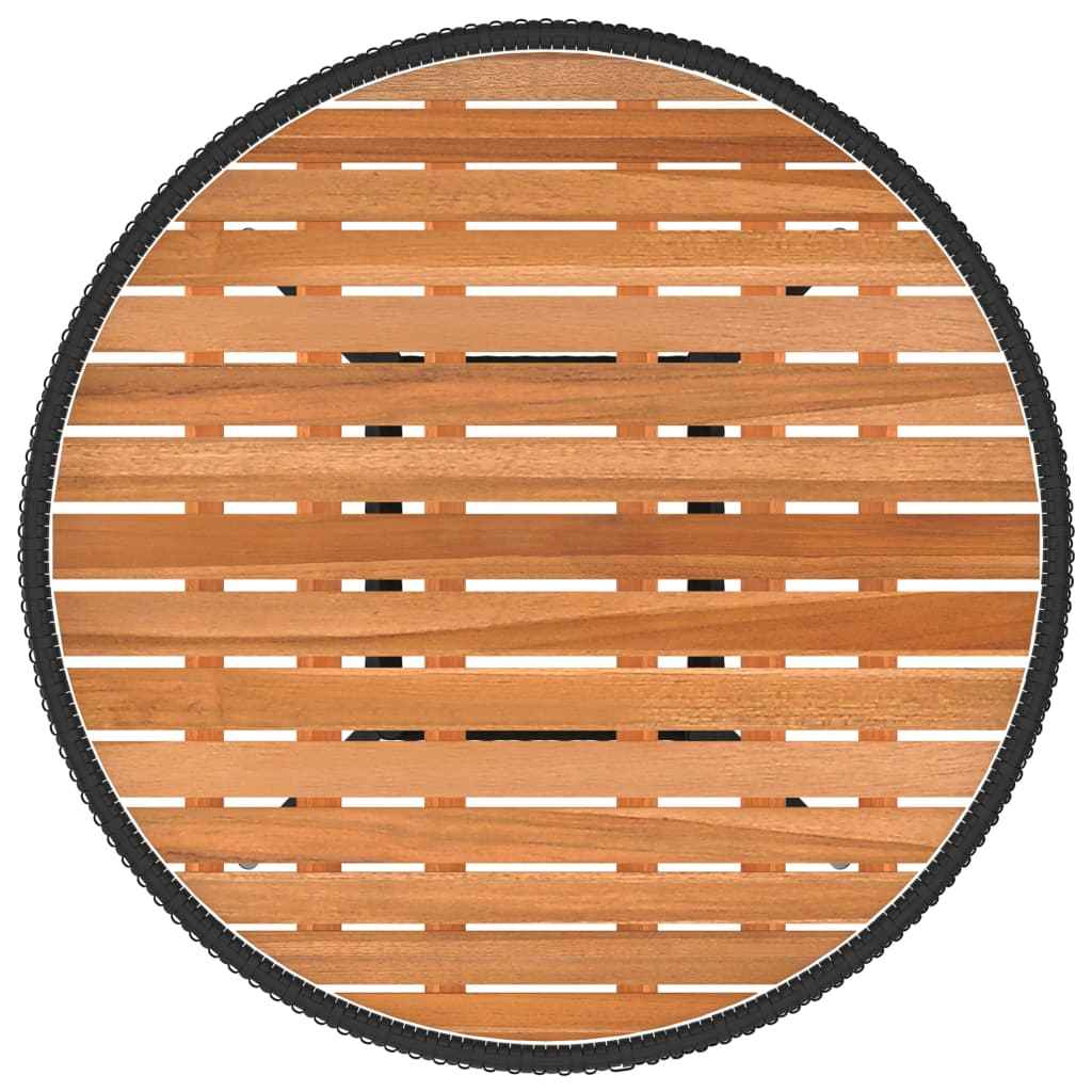 vidaXL Mesa de jantar p/ jardim Ø 70 cm vime PE e acácia maciça preto