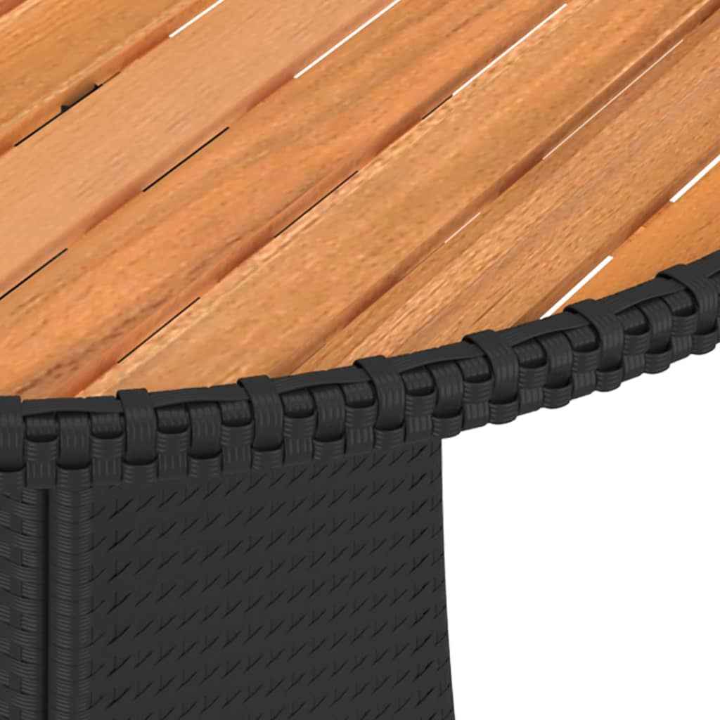 vidaXL Mesa de jantar p/ jardim Ø 70 cm vime PE e acácia maciça preto